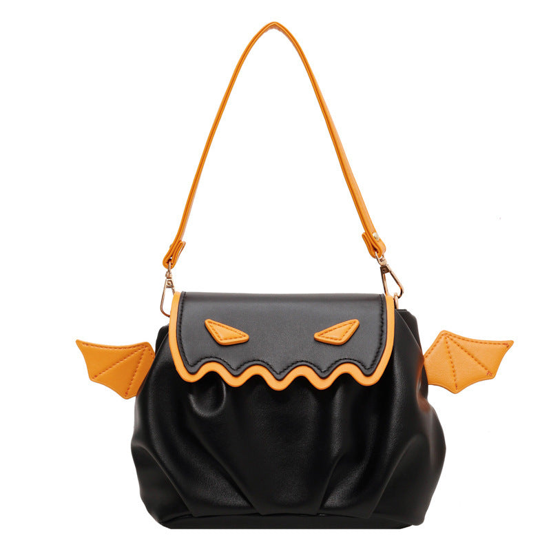 Funny Crossbody Bag Halloween Pumpkin Cartoon Shoulder Bags With Small Wings Personalized Creative Female Handbag